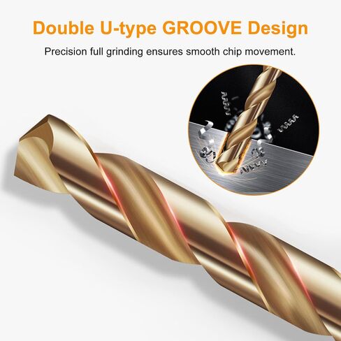 Wexecon 13Pcs Titanium Coated Twist Drill Bit Set with Hex Shank, 135 Degree Tip HSS Impact Drill Bit Set for Wood Metal Plastic DIY, Quick Change Design（1/16"-1/4"） in Kuwait