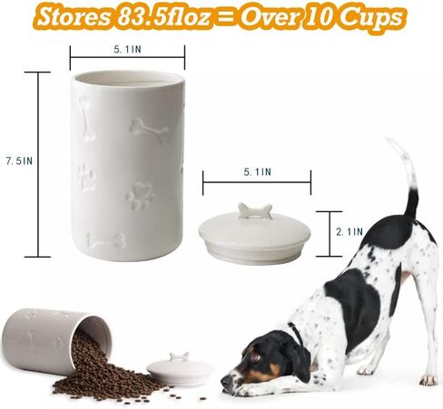 NIXBYO Dog Treat Container Airtight-Cute Ceramic Dog Treat Jar,5" Round X 9",Cookie Organizer with Lid,Kitchen Counter Rustic Food Storage Canister for Dogs,Cats,Small Animals-Gifts Pet Accessorie in Saudi Arabia
