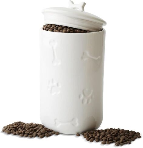 NIXBYO Dog Treat Container Airtight-Cute Ceramic Dog Treat Jar,5" Round X 9",Cookie Organizer with Lid,Kitchen Counter Rustic Food Storage Canister for Dogs,Cats,Small Animals-Gifts Pet Accessorie in Saudi Arabia