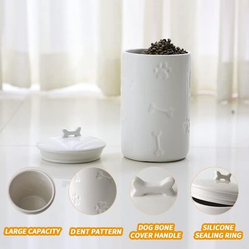 NIXBYO Dog Treat Container Airtight-Cute Ceramic Dog Treat Jar,5" Round X 9",Cookie Organizer with Lid,Kitchen Counter Rustic Food Storage Canister for Dogs,Cats,Small Animals-Gifts Pet Accessorie in Saudi Arabia