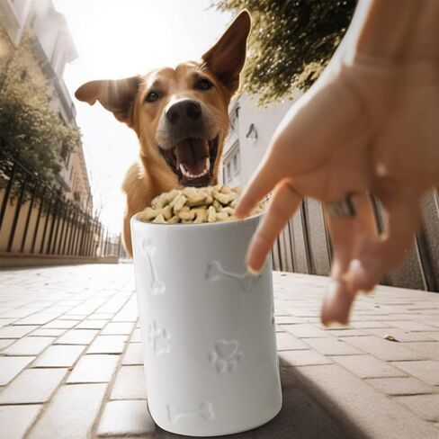 NIXBYO Dog Treat Container Airtight-Cute Ceramic Dog Treat Jar,5" Round X 9",Cookie Organizer with Lid,Kitchen Counter Rustic Food Storage Canister for Dogs,Cats,Small Animals-Gifts Pet Accessorie in Saudi Arabia