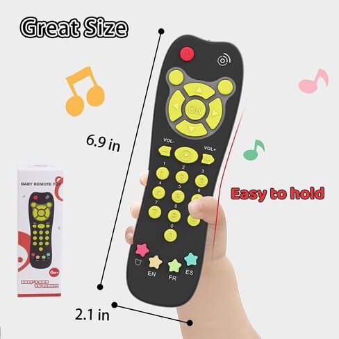 Baby Remote Toy, Toddlers TV Remote Control Toy Kids Realistic Play Remote Early Educational Baby Musical Toys with Light and Sound English French Spanish for Proshool Boys Girls 6 Month+, Gray in Kuwait