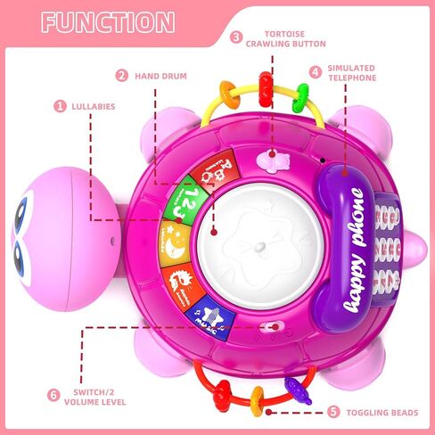 Hanayo Baby Musical Turtle Crawling Girl Toys for 6-18 Months，Infant Early Learning Educational Toy，Baby Girl Gift Essentials for Newborn 7 8 9 11+ Months 1-2 Year Old(Pink) in Saudi Arabia