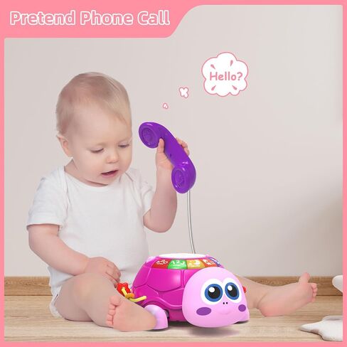 Hanayo Baby Musical Turtle Crawling Girl Toys for 6-18 Months，Infant Early Learning Educational Toy，Baby Girl Gift Essentials for Newborn 7 8 9 11+ Months 1-2 Year Old(Pink) in Saudi Arabia