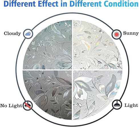 فيلم النافذة - فيلم الخصوصية للنافذة المزخرفة - ملصق نافذة من الزجاج الملون ثلاثي الأبعاد - حاجز الشمس المضاد للأشعة فوق البنفسجية - التحكم في الحرارة للمنزل in Kuwait
