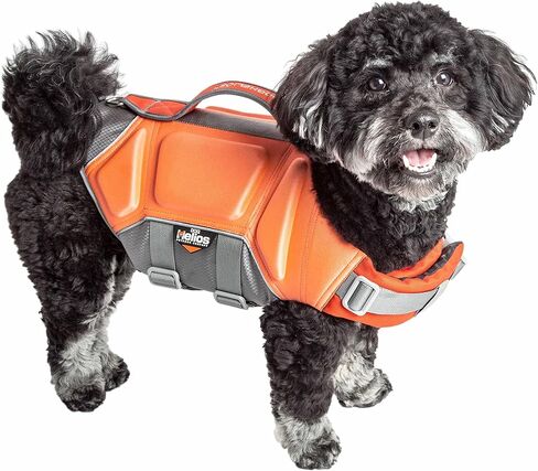 Dog Helios ® 'Tidal Guard' سترة نجاة مضادة للماء متعددة النقاط ومخيطة بشكل استراتيجي - سترة أمان عائمة أو سترة نجاة للحيوانات الأليفة للكلاب in Kuwait