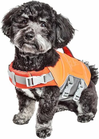 Dog Helios ® 'Tidal Guard' سترة نجاة مضادة للماء متعددة النقاط ومخيطة بشكل استراتيجي - سترة أمان عائمة أو سترة نجاة للحيوانات الأليفة للكلاب in Kuwait