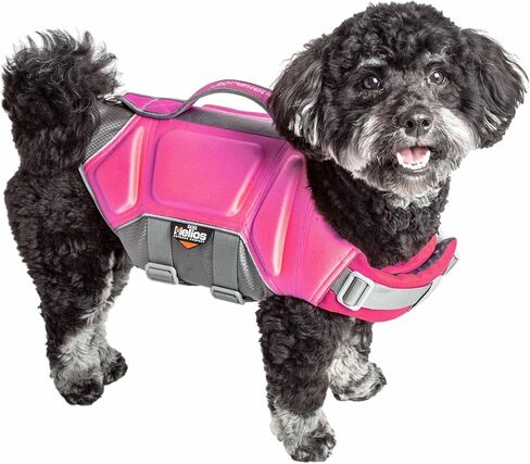 Dog Helios ® 'Tidal Guard' سترة نجاة مضادة للماء متعددة النقاط ومخيطة بشكل استراتيجي - سترة أمان عائمة أو سترة نجاة للحيوانات الأليفة للكلاب in Kuwait