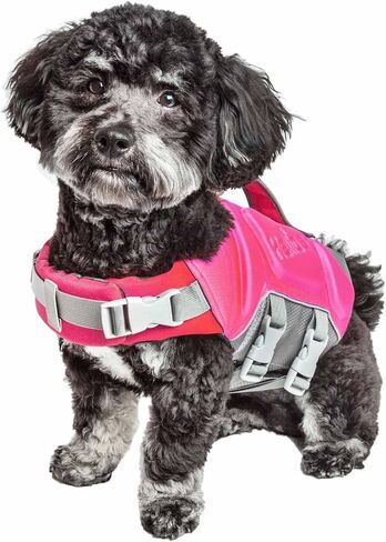 Dog Helios ® 'Tidal Guard' سترة نجاة مضادة للماء متعددة النقاط ومخيطة بشكل استراتيجي - سترة أمان عائمة أو سترة نجاة للحيوانات الأليفة للكلاب in Kuwait