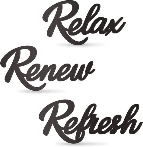 KOYILTD 3 Pieces Bathroom Decor Wooden Bathroom Sign Relax Renew Refresh Sign (black) in Saudi Arabia