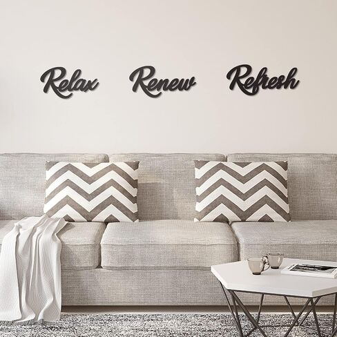 KOYILTD 3 Pieces Bathroom Decor Wooden Bathroom Sign Relax Renew Refresh Sign (black) in Saudi Arabia