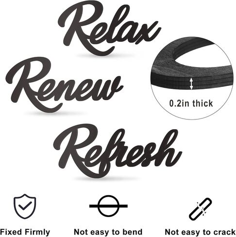KOYILTD 3 Pieces Bathroom Decor Wooden Bathroom Sign Relax Renew Refresh Sign (black) in Saudi Arabia