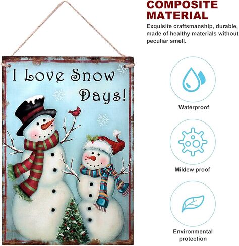 OULII Wooden Christmas Sign Wall Hanging Snowman Christmas Sayings Sign Plaque Christmas Gift in Kuwait