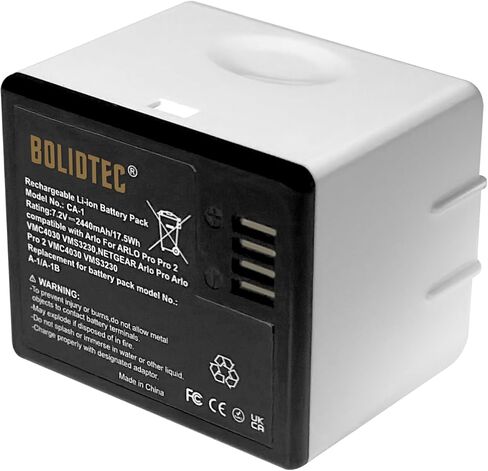 بطارية بديلة Bolidtec لـ Arlo A-1 A-1a A-1b 7.2V 2440mAh 17.5Wh متوافقة مع Arlo Pro، Pro2 ومحطة شحن البطارية المزدوجة (VMA4400C) in Kuwait