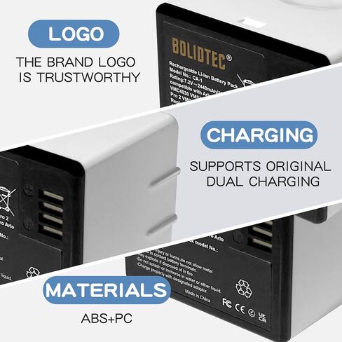 بطارية بديلة Bolidtec لـ Arlo A-1 A-1a A-1b 7.2V 2440mAh 17.5Wh متوافقة مع Arlo Pro، Pro2 ومحطة شحن البطارية المزدوجة (VMA4400C) in Kuwait