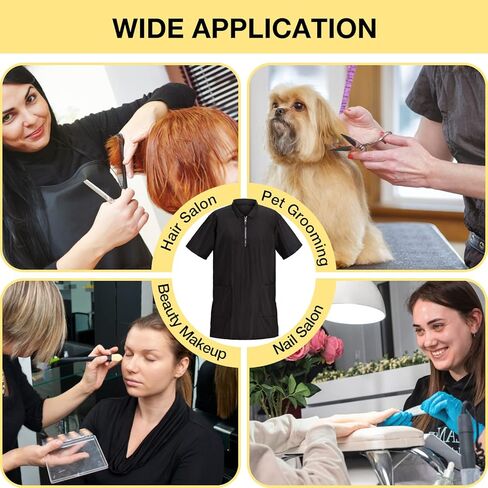 نوفيرلايف ثوب العناية بالحيوانات الأليفة باللون الأسود مع جيبين، ملابس عمل طاردة للشعر للحيوانات الأليفة، ملابس عمل مضادة للرذاذ للحيوانات الأليفة in Kuwait