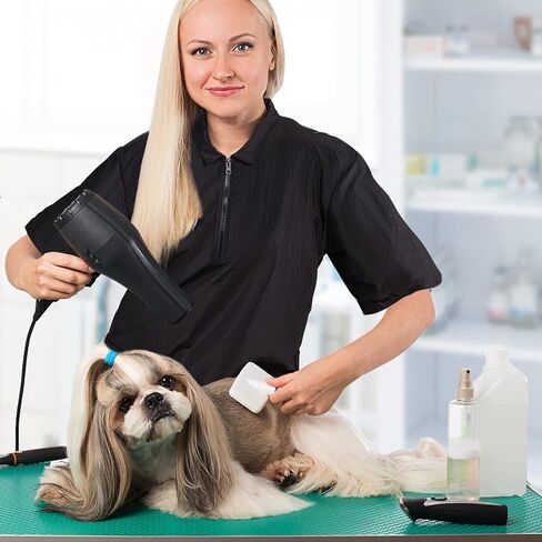 نوفيرلايف ثوب العناية بالحيوانات الأليفة باللون الأسود مع جيبين، ملابس عمل طاردة للشعر للحيوانات الأليفة، ملابس عمل مضادة للرذاذ للحيوانات الأليفة in Kuwait