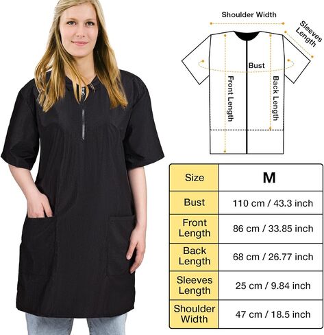 نوفيرلايف ثوب العناية بالحيوانات الأليفة باللون الأسود مع جيبين، ملابس عمل طاردة للشعر للحيوانات الأليفة، ملابس عمل مضادة للرذاذ للحيوانات الأليفة in Kuwait