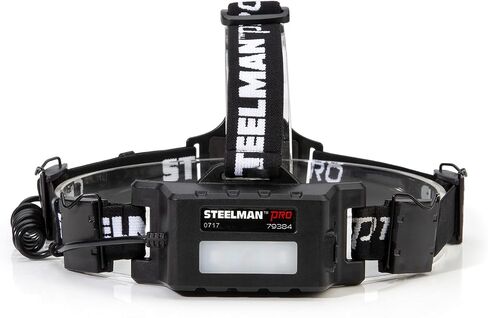 Steelman Pro Slim Profile مصباح أمامي LED قابل لإعادة الشحن يعمل بالحركة، 250 لومن، 3 إعدادات للسطوع، يضيء حتى 20 مترًا، مشابك قبعة صلبة قابلة للإزالة، مقاومة للماء in Saudi Arabia