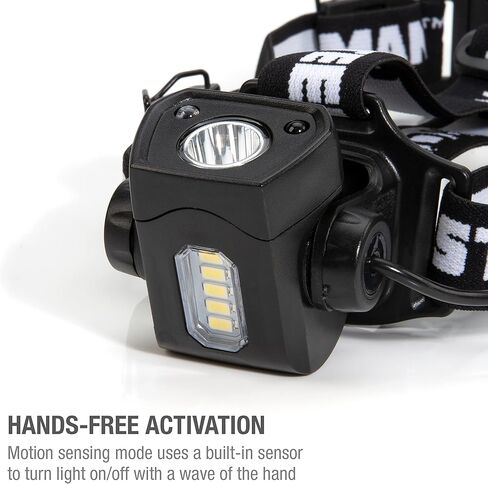 Steelman Pro Slim Profile مصباح أمامي LED قابل لإعادة الشحن يعمل بالحركة، 250 لومن، 3 إعدادات للسطوع، يضيء حتى 20 مترًا، مشابك قبعة صلبة قابلة للإزالة، مقاومة للماء in Saudi Arabia