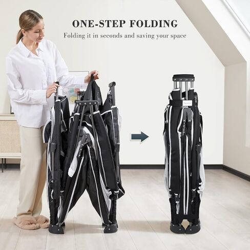 ANGELBLISS Baby Playpen, Foldable Playpen for Babies and Toddlers, Indoor & Outdoor Baby Activity Center with Visible Breathable Mesh, Portable Play Yard with 2 Handlers+50 Balls-50"×50"(Black) in Kuwait