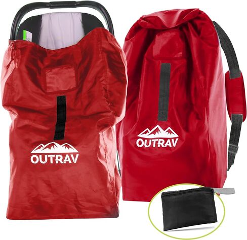 Car Seat Travel Bag with Backpack Straps – Protective Airport Approved Airplane Baggage Gate Check Luggage Storage Sack for Traveling with Booster or Carseat – Universal 2-in-1 Carrying Jacket System in Kuwait