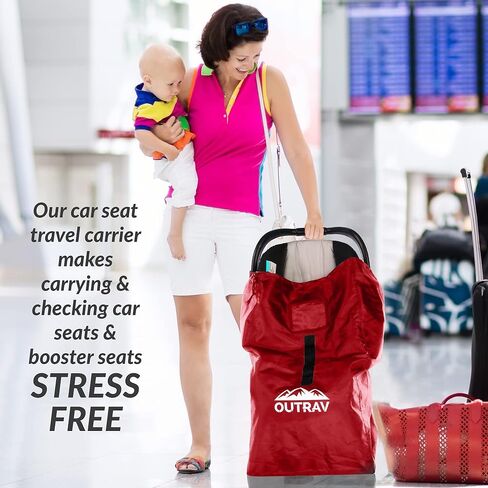 Car Seat Travel Bag with Backpack Straps – Protective Airport Approved Airplane Baggage Gate Check Luggage Storage Sack for Traveling with Booster or Carseat – Universal 2-in-1 Carrying Jacket System in Kuwait