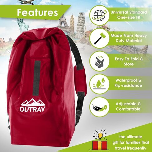 Car Seat Travel Bag with Backpack Straps – Protective Airport Approved Airplane Baggage Gate Check Luggage Storage Sack for Traveling with Booster or Carseat – Universal 2-in-1 Carrying Jacket System in Kuwait