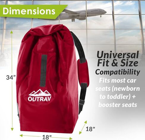 Car Seat Travel Bag with Backpack Straps – Protective Airport Approved Airplane Baggage Gate Check Luggage Storage Sack for Traveling with Booster or Carseat – Universal 2-in-1 Carrying Jacket System in Kuwait