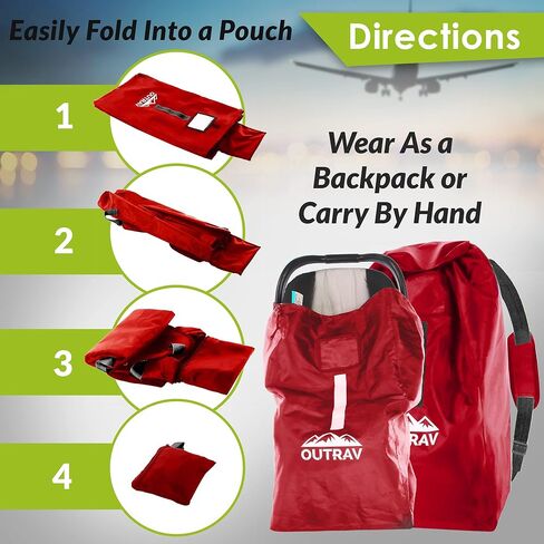 Car Seat Travel Bag with Backpack Straps – Protective Airport Approved Airplane Baggage Gate Check Luggage Storage Sack for Traveling with Booster or Carseat – Universal 2-in-1 Carrying Jacket System in Kuwait
