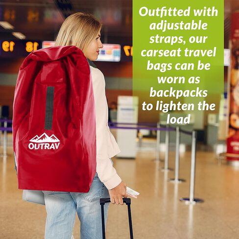 Car Seat Travel Bag with Backpack Straps – Protective Airport Approved Airplane Baggage Gate Check Luggage Storage Sack for Traveling with Booster or Carseat – Universal 2-in-1 Carrying Jacket System in Kuwait