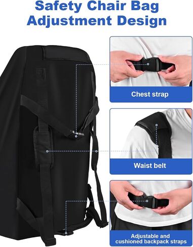 Car Seat Bags for Air Travel, 600D Thickened Carseat Travel Bag for Airplane, Durable Gate Check Bags, Large Carseat Travel Cover for Convertible Car Seats, Infant Carriers, Boosters (18''x18''x34'') in Saudi Arabia
