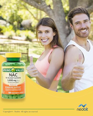 Spring Valley NAC (N-Acetyl Cysteine)، 600 مجم، 60 قطعة، مع السيلينيوم والموليبدينوم، كبسولات نباتية لدعم المناعة - حزمة مع دليل "حياة صحية، خيارات بسيطة" in Kuwait