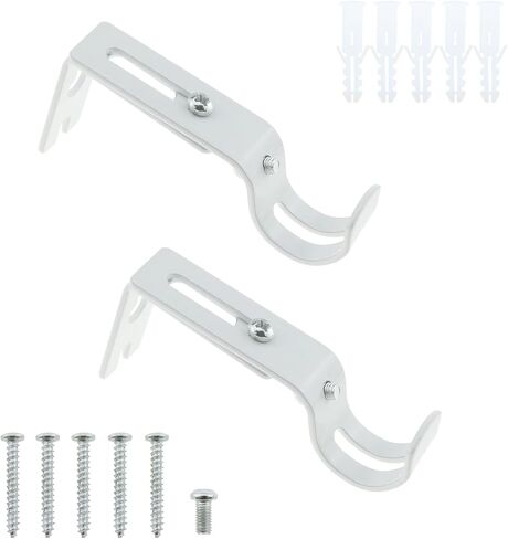 دي جي زي قطعتان من حامل قضيب الستائر، دعامة قضيب ستارة بلون ابيض، حامل قضيب روماني قابل للتعديل للستائر الثقيلة وقضيب ستارة الباب ودعامة قضيب الملابس in Kuwait