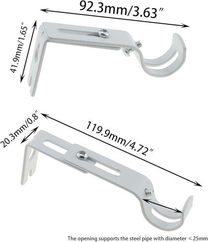 دي جي زي قطعتان من حامل قضيب الستائر، دعامة قضيب ستارة بلون ابيض، حامل قضيب روماني قابل للتعديل للستائر الثقيلة وقضيب ستارة الباب ودعامة قضيب الملابس in Kuwait