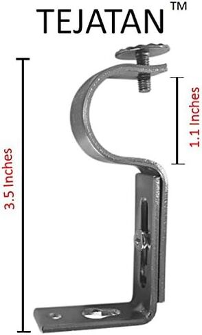دعامات قضيب الستارة - فضي (مجموعة من 4 اقواس) (المعروف أيضًا باسم - حامل قضيب الستارة / دعامة لقضيب الستائر / مجموعة دعامات قضيب ستائر النوافذ / دعامات قضيب الستارة القابلة للتعديل) in Kuwait