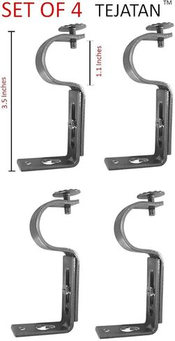 دعامات قضيب الستارة - فضي (مجموعة من 4 اقواس) (المعروف أيضًا باسم - حامل قضيب الستارة / دعامة لقضيب الستائر / مجموعة دعامات قضيب ستائر النوافذ / دعامات قضيب الستارة القابلة للتعديل) in Kuwait