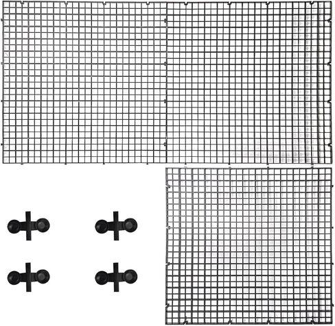 هوينكسوان 3 قطع صينية تقسيم حوض السمك مع 3 مشابك شفط 12 × 12 انش شبكة عزل حوض السمك البلاستيكية لقفص البيض موزع ضوء حوض السمك مقسم سفلي لحوض الاسماك، اسود، قطر الفتحة 0.4 انش in Kuwait