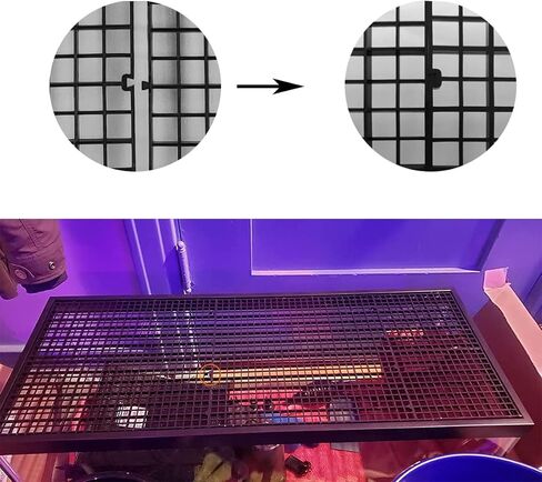 هوينكسوان 3 قطع صينية تقسيم حوض السمك مع 3 مشابك شفط 12 × 12 انش شبكة عزل حوض السمك البلاستيكية لقفص البيض موزع ضوء حوض السمك مقسم سفلي لحوض الاسماك، اسود، قطر الفتحة 0.4 انش in Kuwait