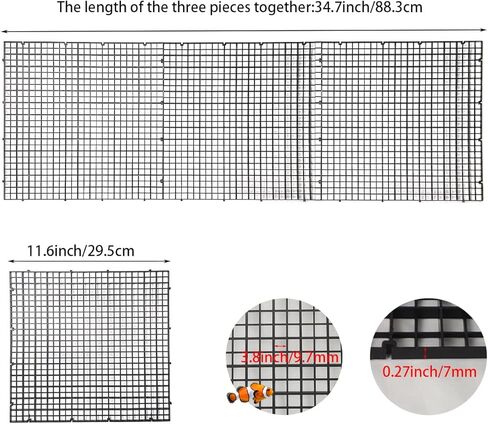 هوينكسوان 3 قطع صينية تقسيم حوض السمك مع 3 مشابك شفط 12 × 12 انش شبكة عزل حوض السمك البلاستيكية لقفص البيض موزع ضوء حوض السمك مقسم سفلي لحوض الاسماك، اسود، قطر الفتحة 0.4 انش in Kuwait