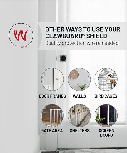 CLAWGUARD Scratch Shield - حماية شفافة قوية للحماية من أضرار الحيوانات الأليفة إلى الحوائط الجافة والأبواب وأبواب الشاشة. حافظ على سلامة الكفوف ونظافتها في المنزل. حاجز حماية من الخدوش للكلاب والقطط والأرنب والطيور in Saudi Arabia
