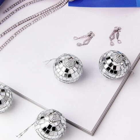 24 Pcs Silver Disco Mirror Ball for Party Decoration, Christmas Tree Wedding Birthday Party Ornaments (3CM) in Kuwait