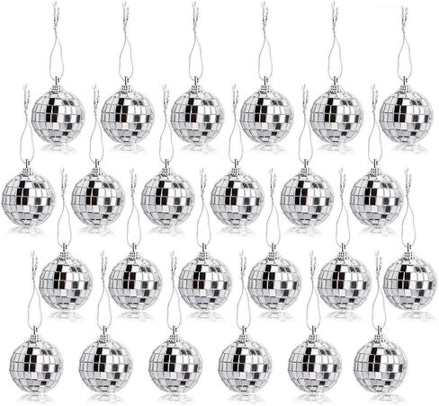24 Pcs Silver Disco Mirror Ball for Party Decoration, Christmas Tree Wedding Birthday Party Ornaments (3CM) in Kuwait