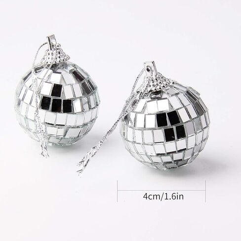 24 Pcs Silver Disco Mirror Ball for Party Decoration, Christmas Tree Wedding Birthday Party Ornaments (3CM) in Kuwait