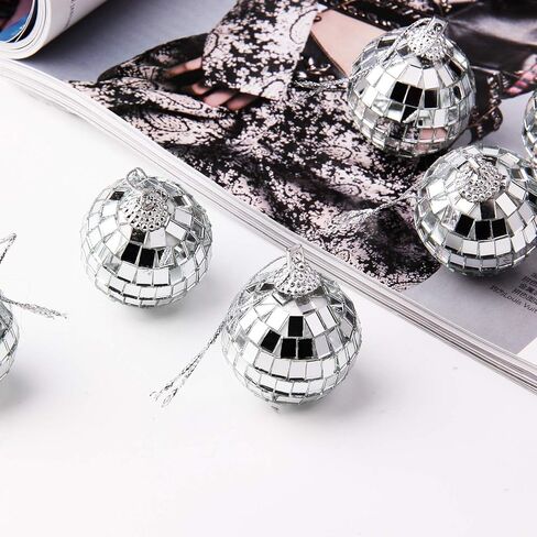 24 Pcs Silver Disco Mirror Ball for Party Decoration, Christmas Tree Wedding Birthday Party Ornaments (3CM) in Kuwait