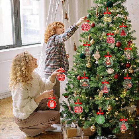 Acrylic Blanks Ornaments 20Pcs 3 Inch Clear Round Acrylic Christmas Blank Ornament Bulk 2023 DIY Ornament Blanks Kit Acrylic Discs for Painting Vinyl DIY Christmas Ornament Family Kids Crafts in Kuwait
