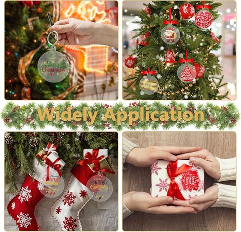 Acrylic Blanks Ornaments 20Pcs 3 Inch Clear Round Acrylic Christmas Blank Ornament Bulk 2023 DIY Ornament Blanks Kit Acrylic Discs for Painting Vinyl DIY Christmas Ornament Family Kids Crafts in Kuwait