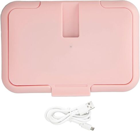 Baby Wipe Warmer, Constant Temperature Evenly Heating Portable USB Wet Wipe Heater Pink Large Capacity Baby Wipe Holder in Saudi Arabia