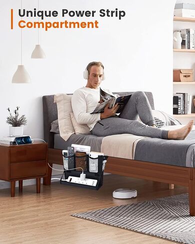 يو ال جي منظم بجانب السرير، منظم بجانب السرير مع حامل شريط الطاقة، منظم تخزين بجانب السرير مع 6 جيوب، منظم متعدد الوظائف لاجهزة التحكم عن بعد والمجلات والهواتف والتابلت (اسود) in Kuwait