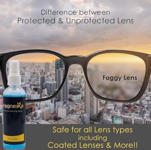 بخاخ عدسة ماكسيم آي فوجنيكسا المضاد للضباب، عبوتين 100 مل (إجمالي 200 مل) - بخاخ مضاد للضباب فوري للنظارات والغواصين ونظارات التزلج ونظارات القراءة والنظارات الشمسية وعدسات الكاميرا والنظارات in Kuwait